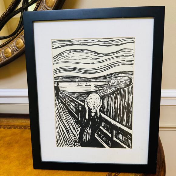 THE SCREAM by Edvard Munch Black Framed Famous Powerful Art Print 15.5" by 12" - Picture 2 of 6